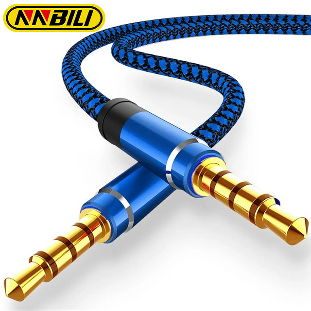 NNBILI Aux-Kabel mit 3,5 mm Klinke auf Stecker auf Stecker aus Nylon in Rot - Bild 1