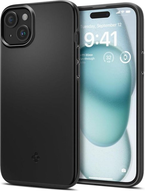 Spigen Thin Fit Schutzhülle für Apple iPhone 15 in Schwarz - Bild 1