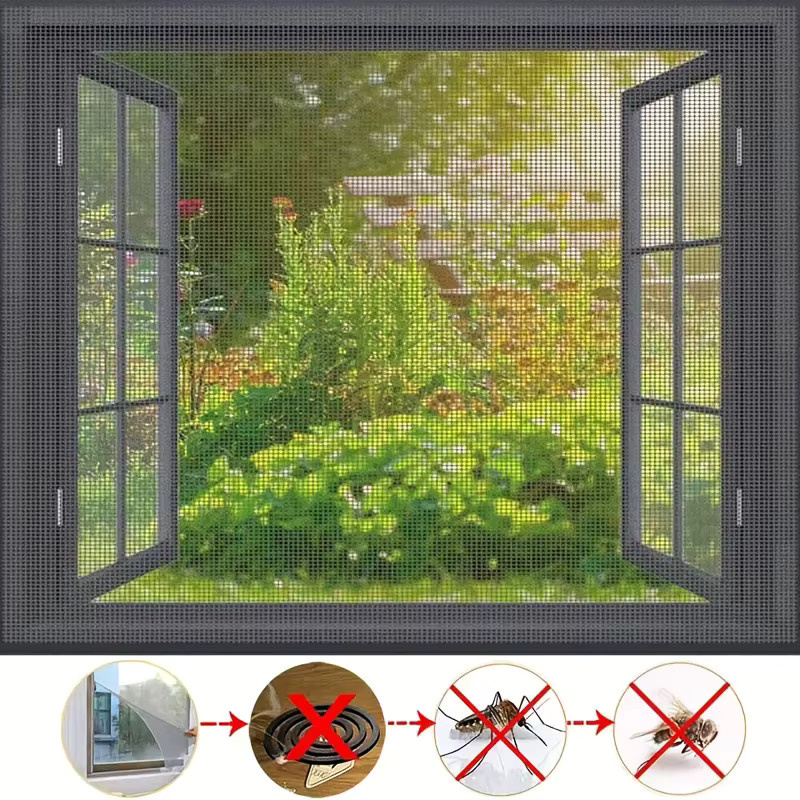 YITAPE 3-teiliges DIY Fenstergitter Moskitonetz Insektenschutz mit Selbstklebestreifen als unsichtbarer Fenstervorhang in Schwarz oder Weiß - Bild 4