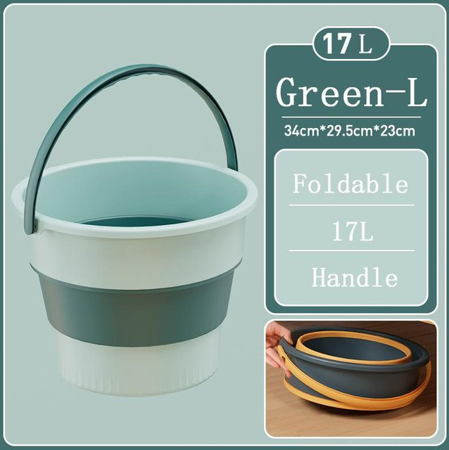 Faltbares Silikon-Eimerbecken von Yiran Furniture in Grün, 5 l / 10 l / 17 l - Bild 1