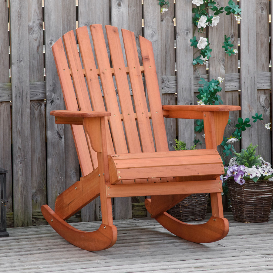 Outsunny Adirondack Gartenstuhl Schaukelsessel aus Kiefernholz in Natur Holzoptik Braun, B/T/H: 77 x 94 x 97 cm - Bild 2