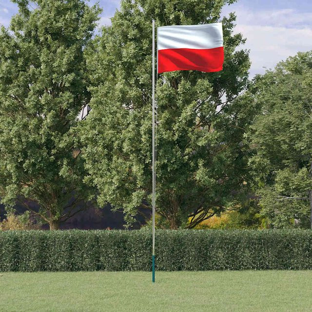 Vidaxl Flagge Polen aus Polyester mit Aluminiummast und Messingdetails in Weiß, Höhe: 6,23 m - Bild 1
