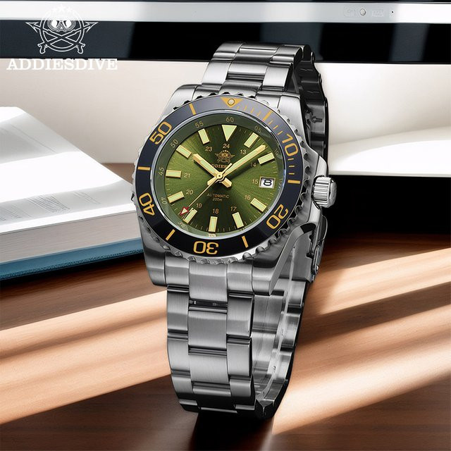 ADDIESDIVE Taucheruhr, Automatik, Edelstahl, Saphirglas, Keramik, Herren - Bild 1