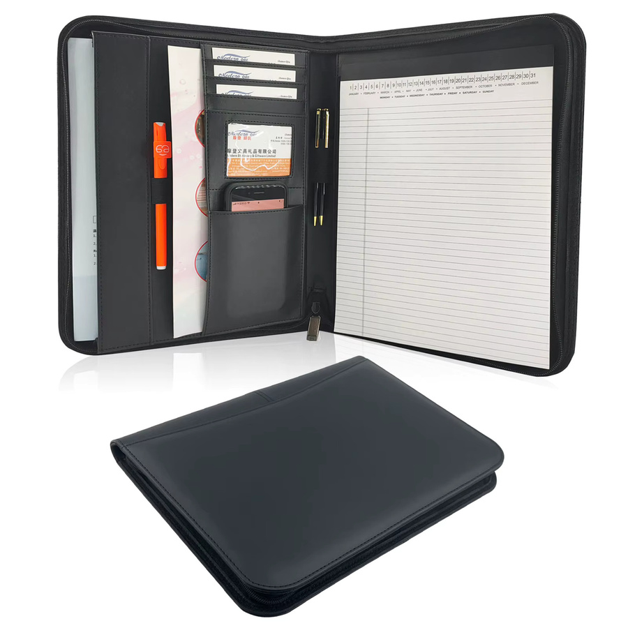 Bisofice Business Pad Folio Organizer aus PU-Leder mit Reißverschluss in A4 und Farbe Schwarz - Bild 2