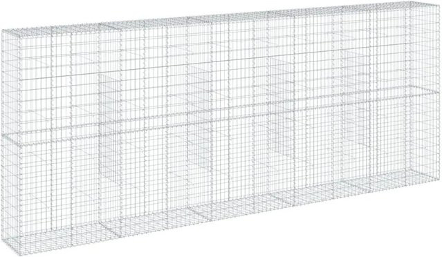 vidaXL Gabione mit Deckel aus verzinktem Eisen in Silber, B: 500 cm, T: 50 cm, H: 200 cm - Bild 1