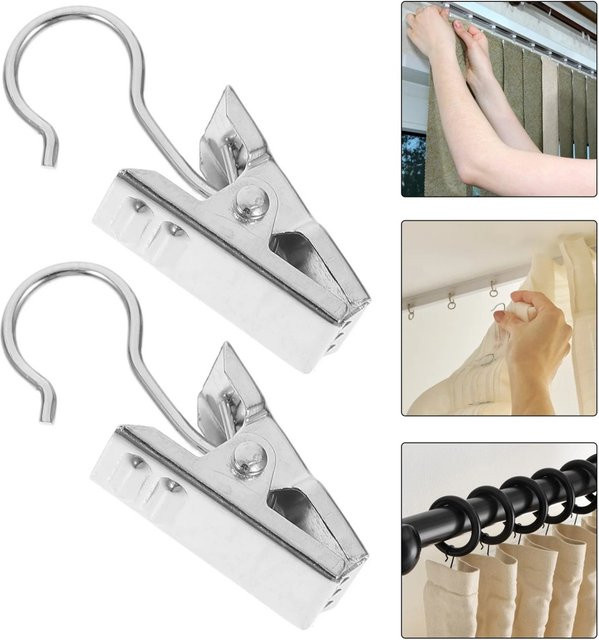 Multifunktionale Vorhang-Clips aus Edelstahl in Silber für Vorhänge und Dekorationen - Bild 1