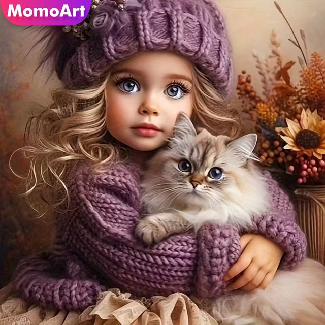 Momoart Diamantmalerei Set Katze als DIY-Mosaik-Porträtbild für Kinder in Multicolour, B/H: 20 x 20 cm - Bild 1