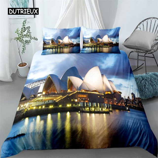 Bettbezug-Set Dubai City Night View von Binchi Outdoor Product in Blau, 3-teilig aus Mikrofaser, B/H: 180 x 210 cm - Bild 1