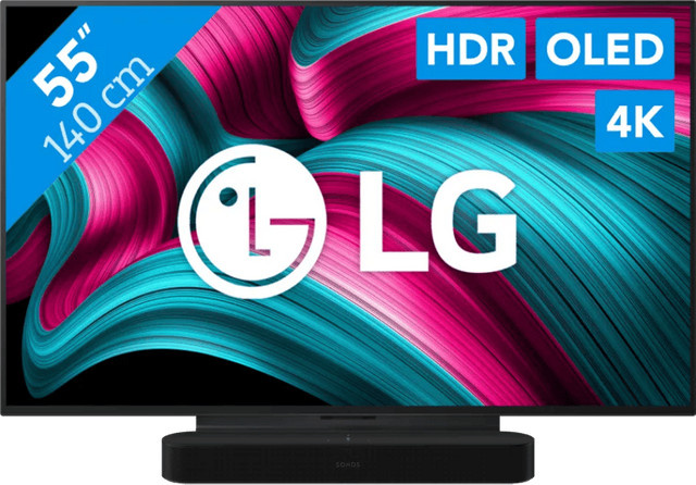 LG 55 Zoll OLED evo C5 4K UHD Fernseher in Schwarz und Sonos Beam Gen. 2 Soundbar Set - Bild 1