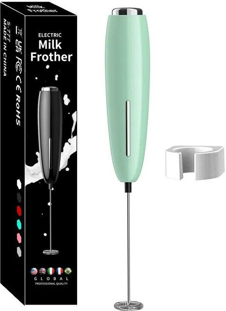 SEEQS Handheld-Milchaufschäumer, batteriebetrieben, elektrischer Schaumhersteller und Mixer für Kaffee in Grün - Bild 1