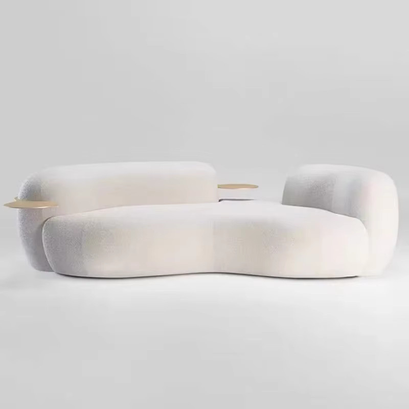 DUTRIEUX Modernes Gebogenes Sofa in Weiß mit Bouclé- und Samtbezug für dein Wohnzimmer - Bild 4