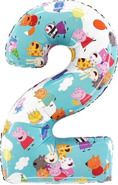 Grabo Folienballon Zahl 2 Peppa Wutz in Multicolor, Höhe: 66 cm - Bild 1