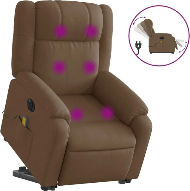 vidaXL Elektrischer Massagesessel Modell 6 mit Aufstehhilfe in Braun aus Stoff und Kunstleder - Bild 1