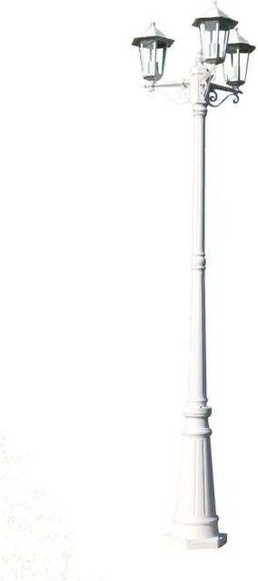 vidaXL Gartenlaterne 3-flammig aus Aluminium und Glas in Weiß, Höhe: 215 cm - Bild 1