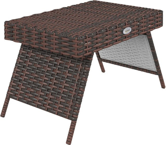 Outsunny Rattan Beistelltisch in Braun für Balkon und Garten - Bild 1