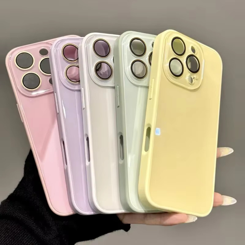 Stoßfeste Hartschalen-Schutzhülle aus gehärtetem Glas mit Silikon-Bumper und Linsenschutz für Apple iPhone in Weiß - Bild 1
