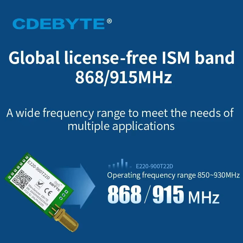 Cdebyte E220-900T22DRSSI LoRa Modul mit SMA-Antenne, 868 MHz / 915 MHz, 22 dBm, UART Schnittstelle, Grün - Bild 2