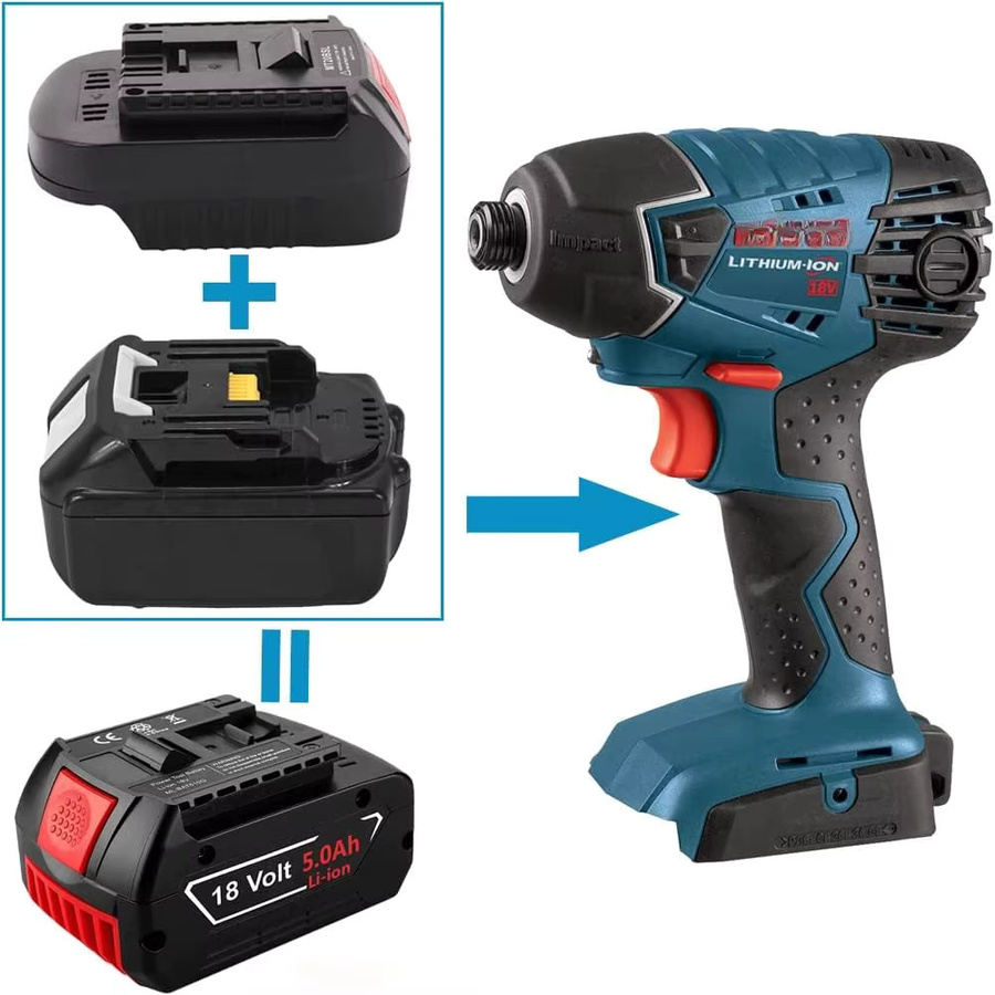 XMSJ Batterie Adapter Konverter für Makita 20V Max Li-Ion zu Bosch 18V Lithium Akku Elektrowerkzeug in Schwarz mt20bsl - Bild 5