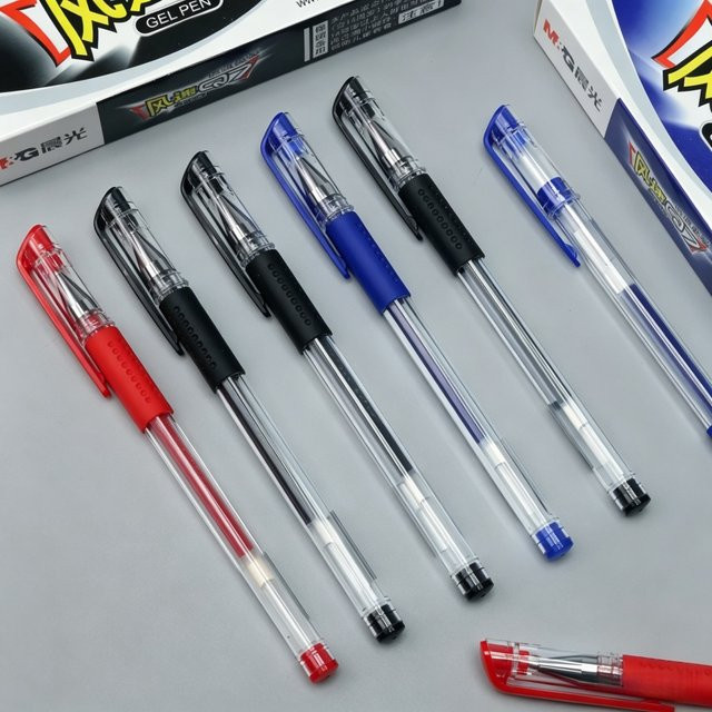 M&G Gelstift-Set mit 0,5 mm feiner Spitze in Schwarz, Rot und Blau, nachfüllbare Tintenstifte für Schule und Büro - Bild 1