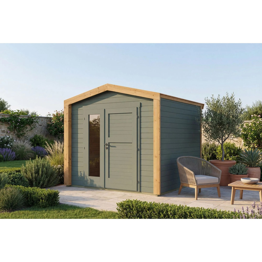 Weka Gartenhaus Killarney Satteldach lasiert in Schwarz-Grün B/T/H: 261 x 250 x 241 cm - Bild 2