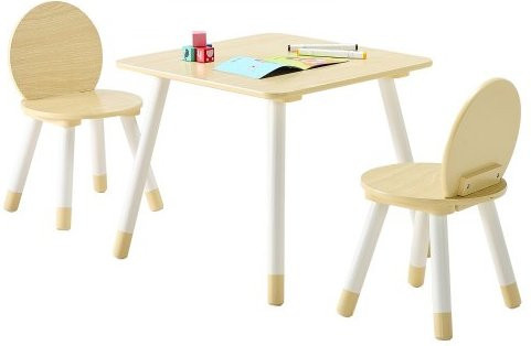 VEVOR Kindertisch-Set mit 2 Stühlen aus Holz und MDF in Burlywood, Maltisch mit Graffiti-Tischplatte und abgerundeten Kanten für Kinder, ideal zum Zeichnen, Basteln und Lernen - Bild 1