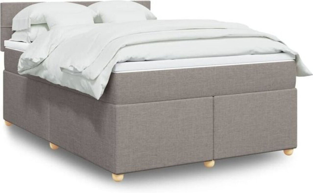vidaxl Boxspringbett mit Matratze in Taupe meliert, Stoff, B/T/H: 140 x 190 cm - Bild 1