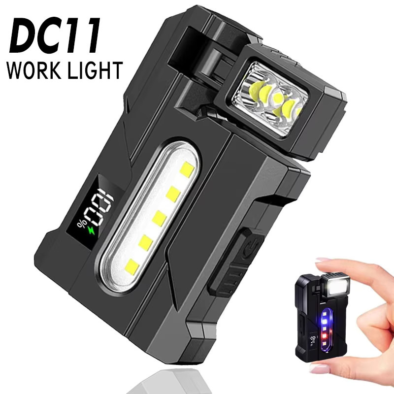 KDULIT COB+XPE Dual Light Taschenlampe mit 1200LM, verstellbarer Kopf, Magnet und Clip, wiederaufladbare USB-Mini-Arbeitsleuchte in Schwarz - Bild 7
