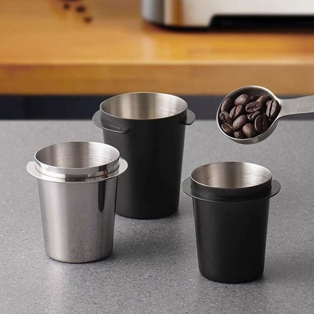 PGY Kaffee Dosierbecher aus Edelstahl in Silber für Espresso Siebträger und Mühlen, Durchmesser: 51 mm, 53 mm oder 58 mm - Bild 1
