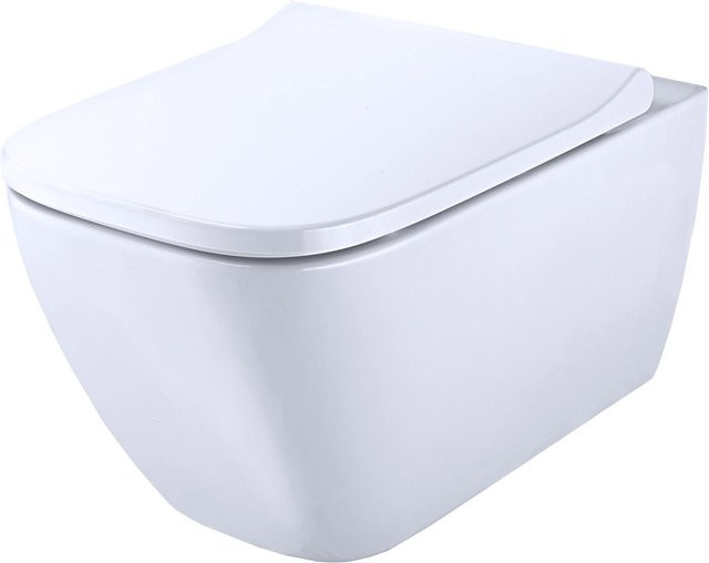 Geberit Smyle Square Wand-WC-Set in Weiß mit spülrandlosem Keramik-Becken, Tiefspülung und Soft-Close WC-Sitz - Bild 1