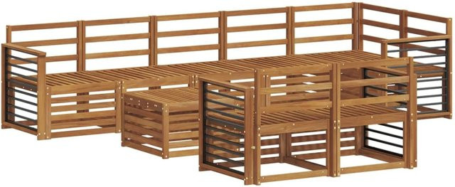 vidaXL Sofagarnitur 9-teilig aus Massivholz Akazie in Braun mit modernem Latten-Design - Bild 1