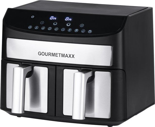 GOURMETmaxx Doppelkammer-Heißluftfritteuse mit 7l Fassungsvermögen, 2400 W, Schwarz - Bild 2