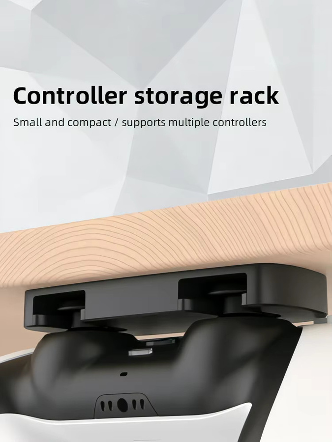 Data Frog Game Controller Aufhänger Halterung für PS4 und PS5 in Schwarz zur Untertisch-Montierung mit Klebestreifen - Bild 2