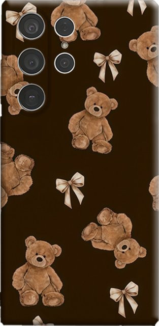 Stoßfeste Handyhülle mit Teddybär- und Schleifenmotiv für Samsung Galaxy S25 Ultra, S24 und S23 Ultra Plus in Braun - Bild 1