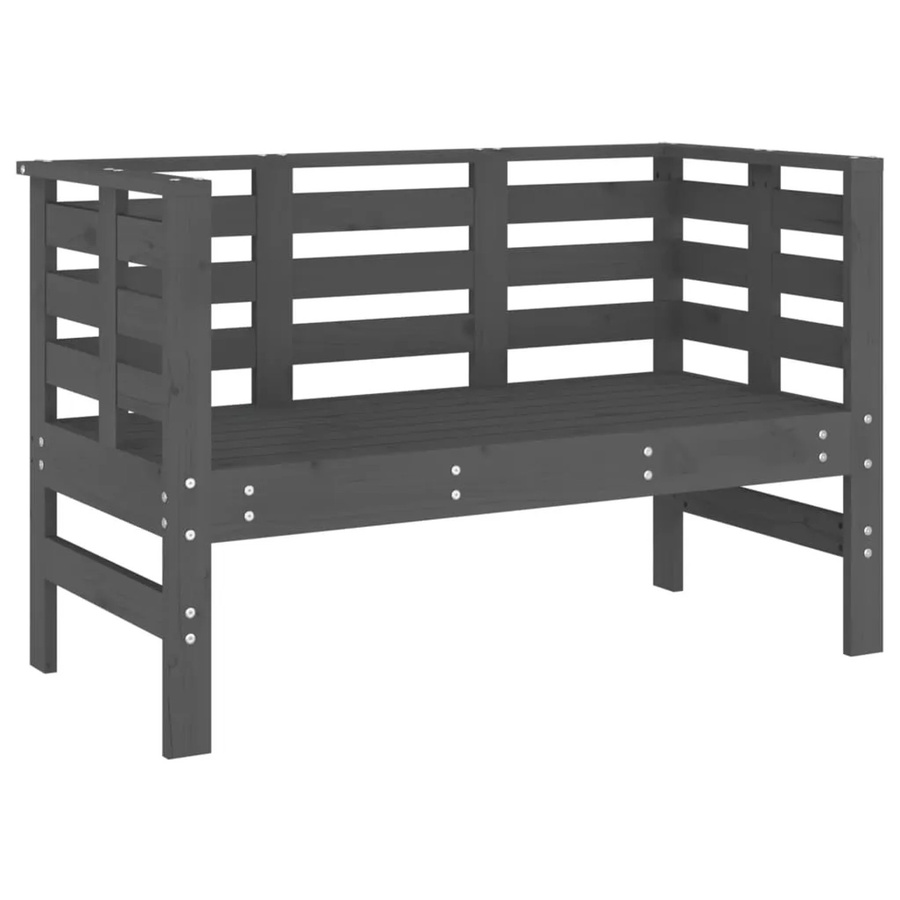 vidaXL Gartenbank aus massivem Kiefernholz in Grau mit Armlehnen und Latten-Design, B/T/H: 111,5 x 53 x 71 cm - Bild 2