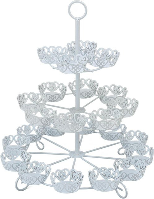 CosyHome Cupcake-Ständer aus Eisen mit 3 Etagen für 24 Cupcakes in Weiß - Bild 1