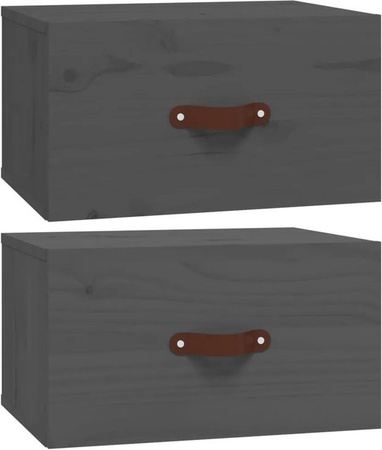 vidaXL Wand-Nachttische 2er-Set modern Grau B/T/H: 40 x 29,5 x 22 cm