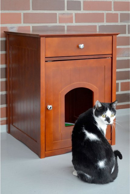 Dobar Mohrle Designer-Katzenschrank aus Holz in Braun, B/T/H: 52 x 48 x 63 cm - Bild 1