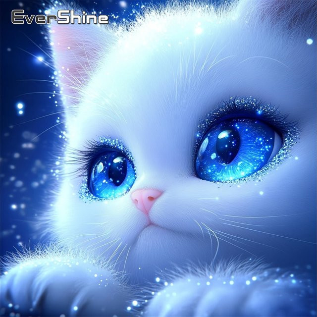 EverShine DIY Diamant-Stickerei Katze als 5D Mosaik-Strass-Bild für Kunsthandwerk B: 20 cm, H: 20 cm - Bild 1