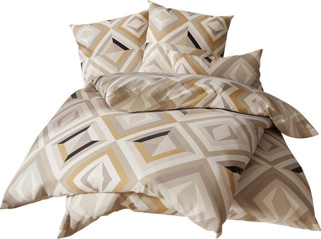 Bettwäsche wäschepur Graphic Print in Sesam-Champagner/Beige aus 100% Baumwolle, B/H: 135 x 200 cm - Bild 1
