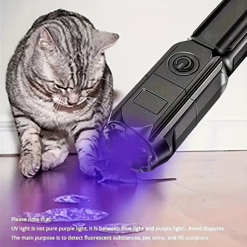 ESMARTER Tragbare UV-Taschenlampe mit 395nm UV-Licht, zoombare ABS-Taschenlampe in Schwarz für Camping und zur Erkennung von Flecken - Bild 3