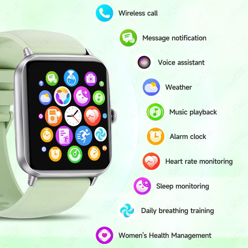 LIGE Smartwatch für Herren und Damen in Schwarz mit Volltouchscreen, Sport- und Fitnessuhr, IP68 wasserdicht und Bluetooth-Funktion für Android und iOS - Bild 5