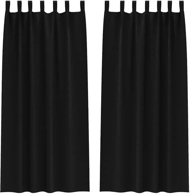 vidaXL Verdunkelungs-Vorhang aus Polyester in Schwarz mit Ringen und Thermoisolierung, Breite: 245 cm, Höhe: 140 cm - Bild 1
