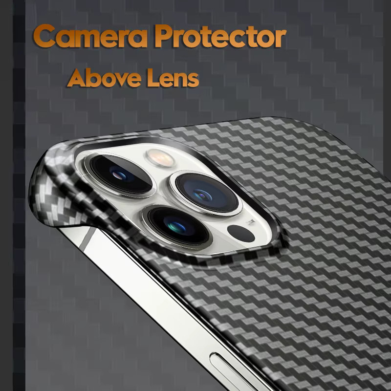 Kedootd Ultra dünne rahmenlose Schutzhülle aus Kohlefaser in Schwarz für iPhone 15 14 13 12 11 Pro Max und weitere Modelle - Bild 3