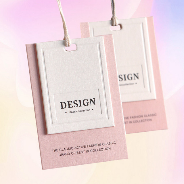 Geschenkanhänger aus Pappe in Rosa und Beige mit Seil, 10 Sets verdickte Etiketten zum Basteln - Bild 1
