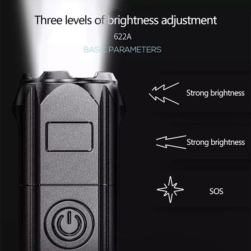 XIWANGFIRE Taktische LED-Taschenlampe aus Aluminium in Schwarz, wiederaufladbar, wasserdicht mit Zoom-Funktion für Camping, Jagd und Angeln - Bild 4