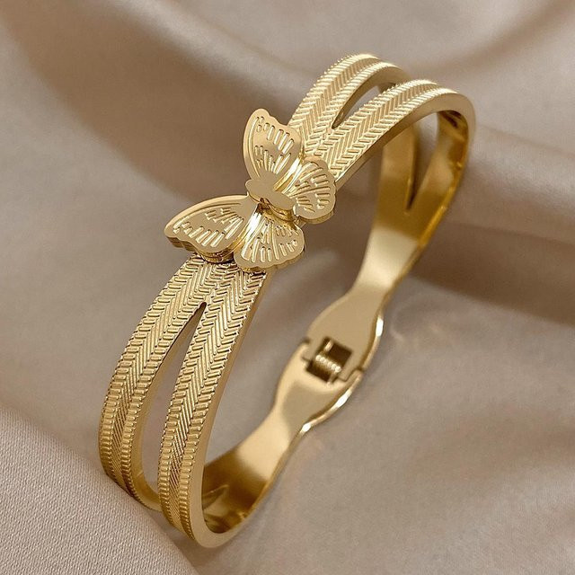 Charm Armband Schmetterling, Edelstahl, Gold, Damen - Bild 1