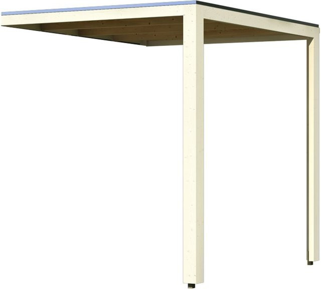 Karibu Anbaudach für Saunahäuser Jasper und Kjeld aus Massivholz Fichte in Elfenbeinweiß, B/T/H: 276,0 x 210,0 x 200,0 cm - Bild 1