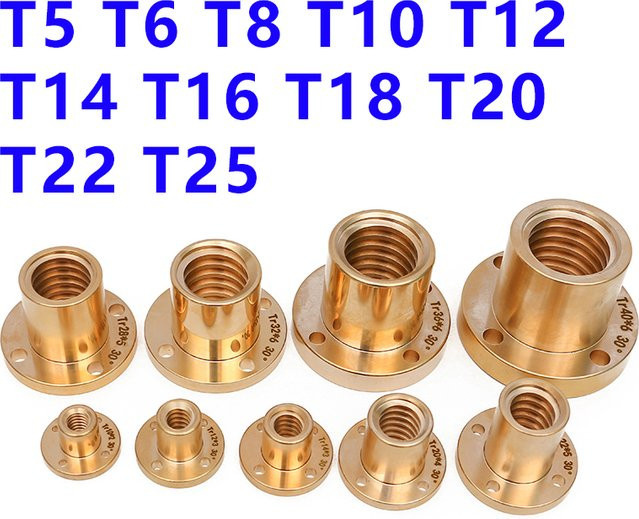 PMGN Rundflansch Trapezmutter aus Vollkupfer in Gold für T8 T10 T12 T14 T20 T22 T25 Leitspindeln und 3D-Drucker-Zubehör - Bild 1