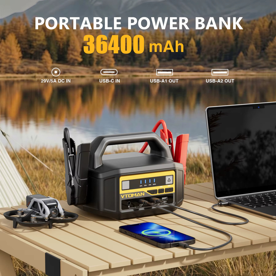 VTOMAN Starthilfegerät 12V/24V in Schwarz, Tragbarer Autobatterie-Booster und Leistungsstarker Notfallstarter für Auto, LKW, SUV und Van - Bild 5