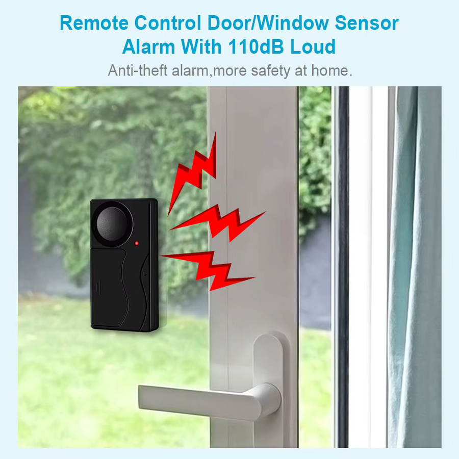 Kabelloses Vibrations-Alarmsystem mit Fernbedienung und 110dB Alarm für Tür, Fenster, Motorrad und Fahrrad in Schwarz mit WiFi-Funktion - Bild 2